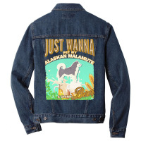 Alaskan Malamute T  Shirt Dog Owner, Just Wanna Pet My Alaskan Malamut Men Denim Jacket | Artistshot