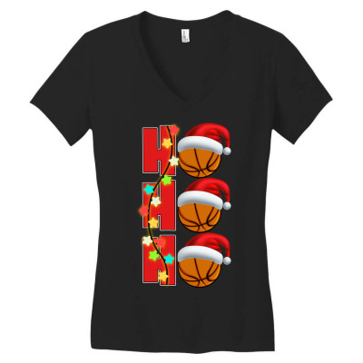 Basketball Ho Ho Ho Women's V-neck T-shirt Designed By Badaudesign