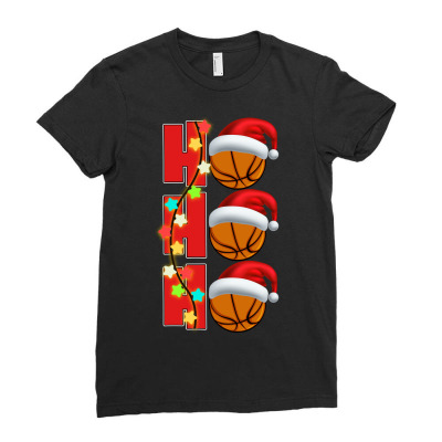 Basketball Ho Ho Ho Ladies Fitted T-shirt Designed By Badaudesign