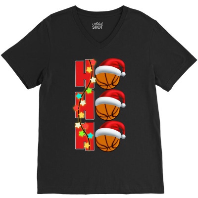 Basketball Ho Ho Ho V-neck Tee Designed By Badaudesign
