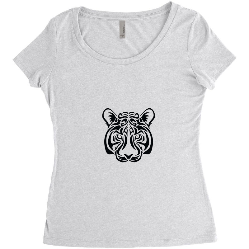 Tiger Head Vector Women's Triblend Scoop T-shirt by Chiks | Artistshot