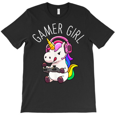 Gamer Girl Unicorn Gaming Cute Video Game Gift Women Girls T Shirt T-shirt Designed By Phuongdieu