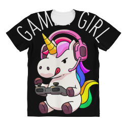 gamer girl unicorn gaming cute video game gift women girls t shirt All Over Women's T-shirt | Artistshot
