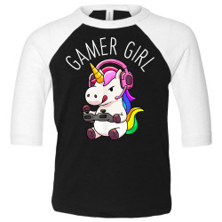 gamer girl unicorn gaming cute video game gift women girls t shirt Toddler 3/4 Sleeve Tee | Artistshot