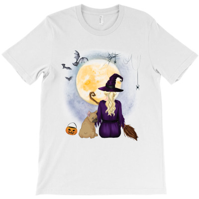 Boston Terrier  Dog  & Witch Hanging Witch Broom Best Friends Hallowee T-shirt Designed By Nguyen Dang Nam