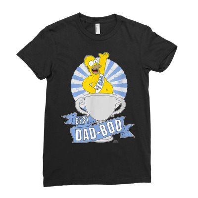 Mens The Simpsons Father's Day Homer Best Dad Bod T Shirt Ladies Fitted T-shirt Designed By Rowachasi