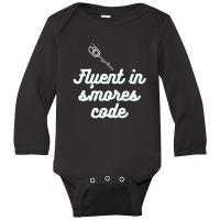 Fluent In S'mores Code White Long Sleeve Baby Bodysuit | Artistshot