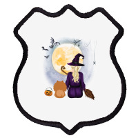 Chow Shepherd  Dog  & Witch Hanging Witch Broom Best Friends Halloween Shield Patch | Artistshot