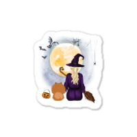 Chow Shepherd  Dog  & Witch Hanging Witch Broom Best Friends Halloween Sticker | Artistshot