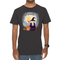 Chow Shepherd  Dog  & Witch Hanging Witch Broom Best Friends Halloween Vintage T-shirt | Artistshot