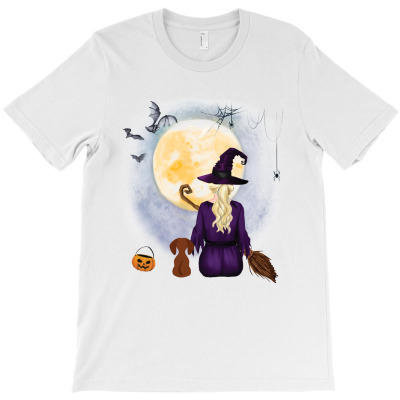 Dachshund  Dog  & Witch Hanging Witch Broom Best Friends Halloween Dog T-shirt Designed By Nguyen Dang Nam