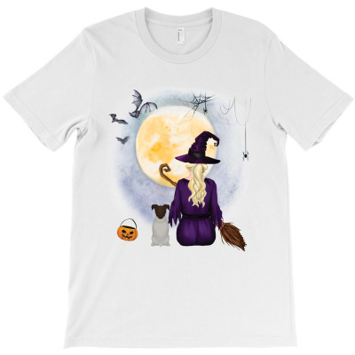 Terrier  Dog  & Witch Hanging Witch Broom Best Friends Halloween D T-shirt Designed By Nguyen Dang Nam