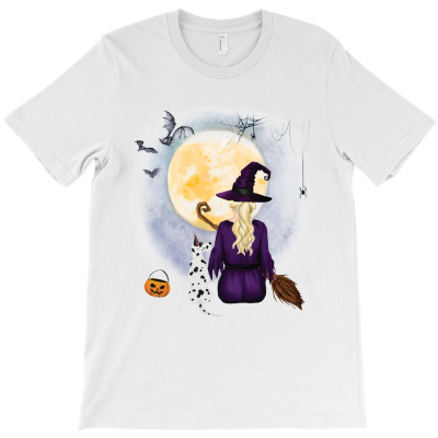 Pointer Dog  & Witch Hanging Witch Broom Best Friends Halloween Dog Lo T-shirt Designed By Nguyen Dang Nam