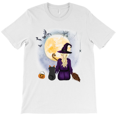 Yorkshire Terrier  Dog  & Witch Hanging Witch Broom Best Friends Hallo T-shirt Designed By Nguyen Dang Nam
