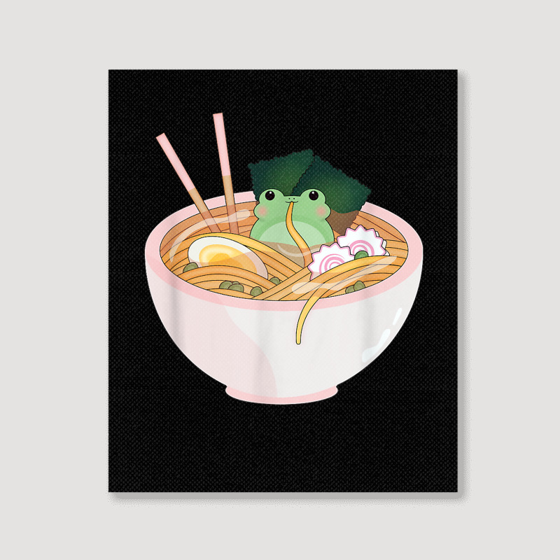 Custom Cute Frog Ramen T Shirt Portrait Canvas Print By Cm-arts