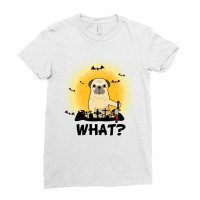 What! Halloween Pug What Funny Killer Dog Halloween Costume Ladies Fitted T-shirt | Artistshot