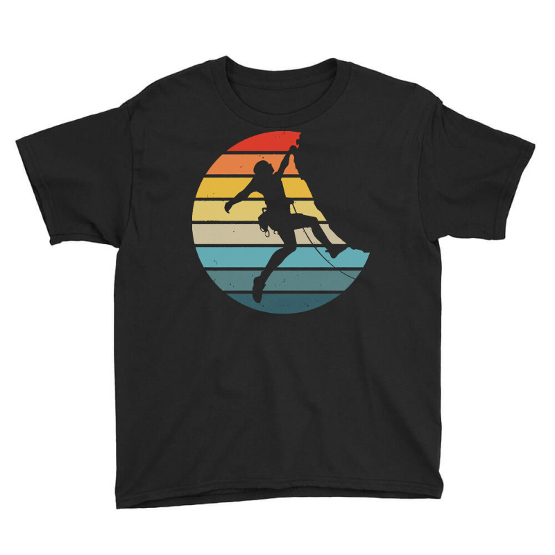 Bouldering T  Shirt Bouldering Silhouette On A Distressed Retro Sunset Youth Tee | Artistshot