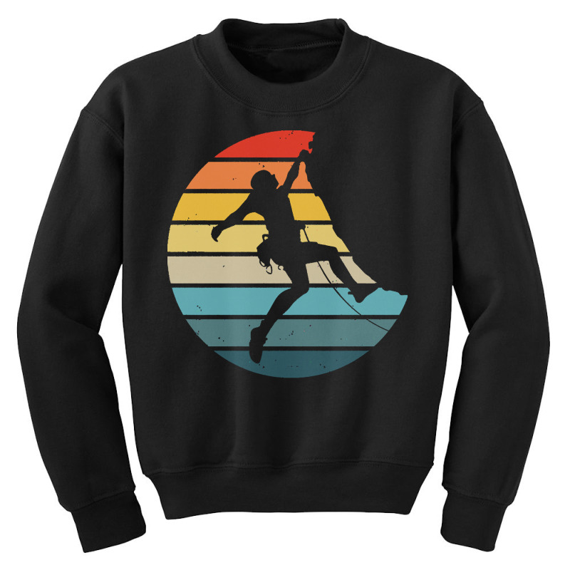 Bouldering T  Shirt Bouldering Silhouette On A Distressed Retro Sunset Youth Sweatshirt | Artistshot