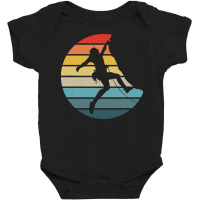 Bouldering T  Shirt Bouldering Silhouette On A Distressed Retro Sunset Baby Bodysuit | Artistshot