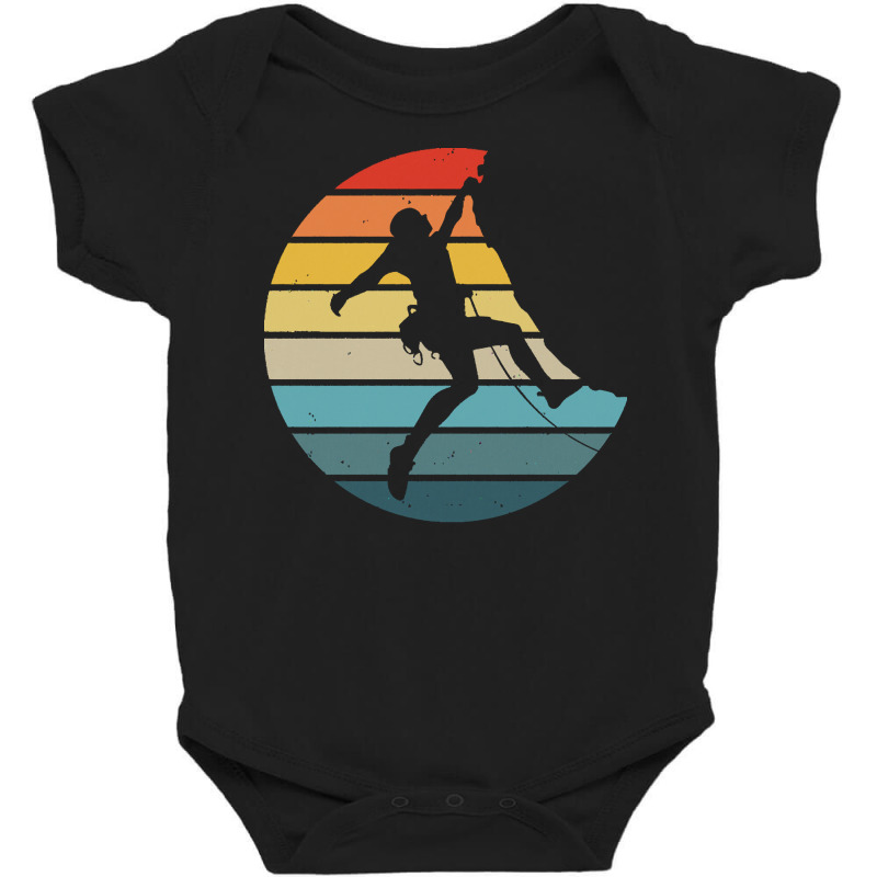 Bouldering T  Shirt Bouldering Silhouette On A Distressed Retro Sunset Baby Bodysuit | Artistshot