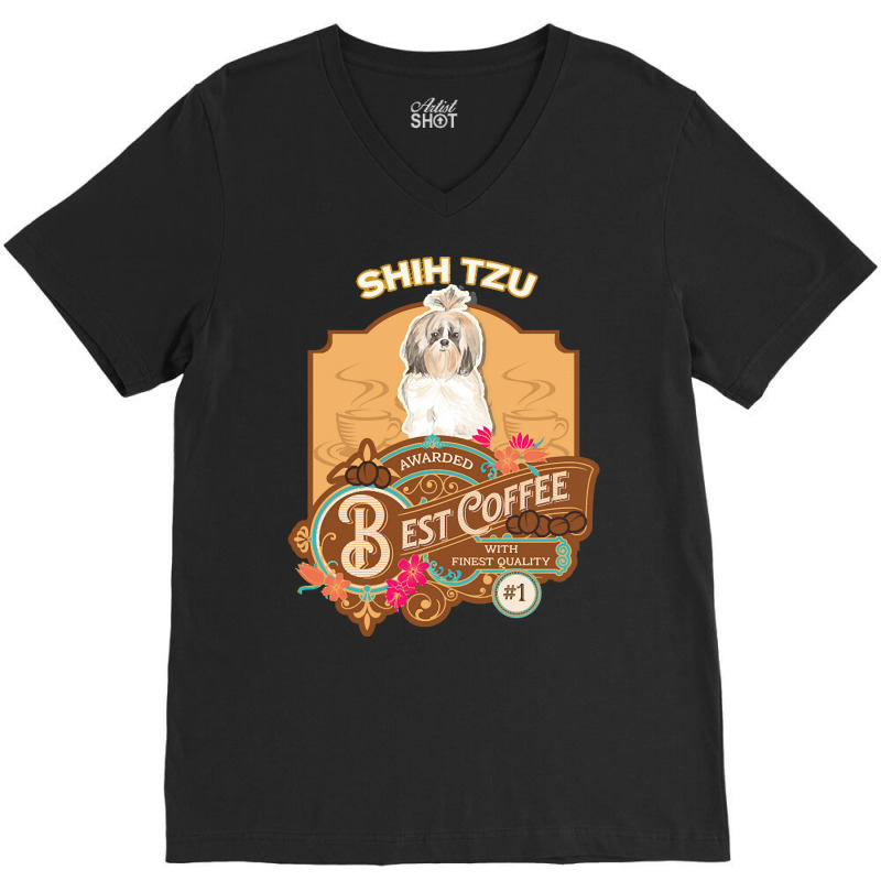 Mom T  Shirt Shih Tzu Longer Hair Best Coffee   Dog Owner Coffee Lover V-neck Tee | Artistshot