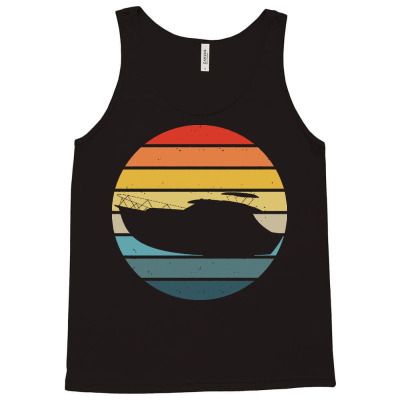 Boat T  Shirt Boat Trip Silhouette On A Distressed Retro Sunset Produc Tank Top Designed By Palehulking