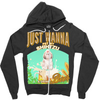 Shihtzu T  Shirt Dog Owner, Just Wanna Pet My Shihtzu & Drink Beer Gif Zipper Hoodie | Artistshot