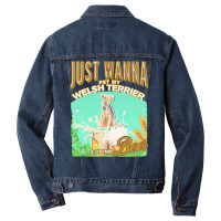 Welsh Terrier T  Shirt Dog Owner, Just Wanna Pet My Welsh Terrier & Dr Men Denim Jacket | Artistshot