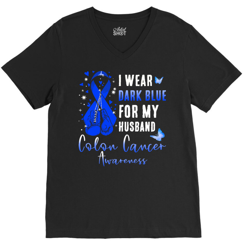 I Wear Dark Blue For My Husband T  Shirt I Wear Dark Blue For My Husba V-neck Tee | Artistshot