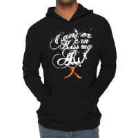 Leukemia T  Shirt Cancer Can Kiss My Ass! Leukemia ( Orange Ribbon) T Lightweight Hoodie | Artistshot