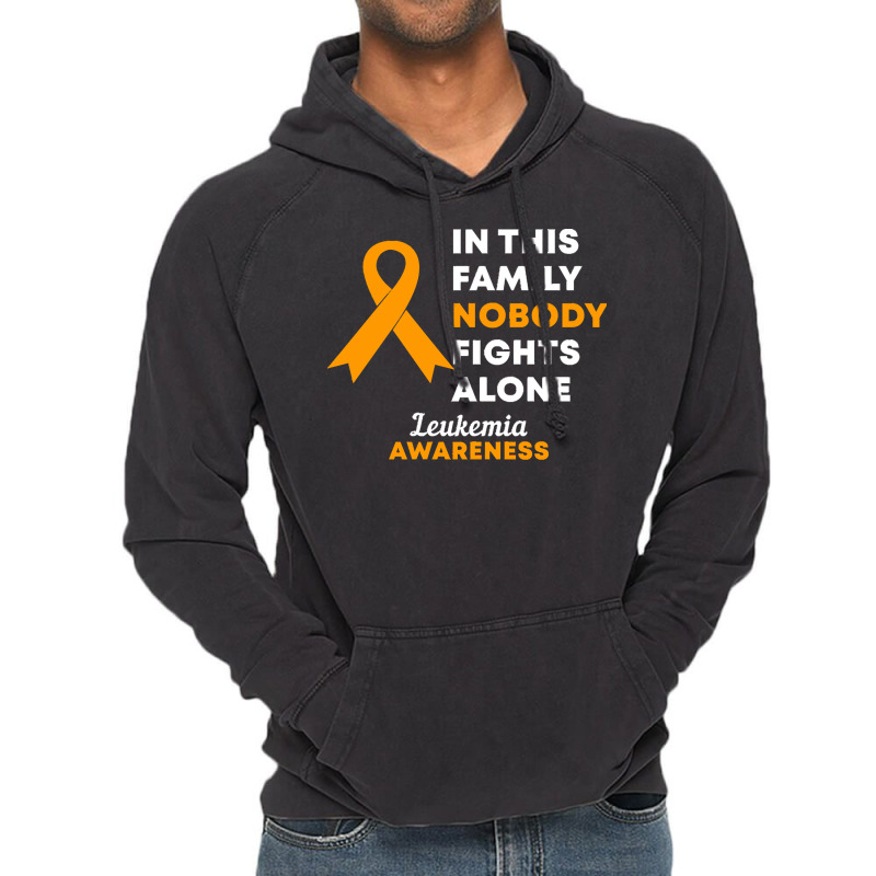 Leukemia T  Shirt In This Family Nobody Fights Alone Leukemia Awarenes Vintage Hoodie | Artistshot