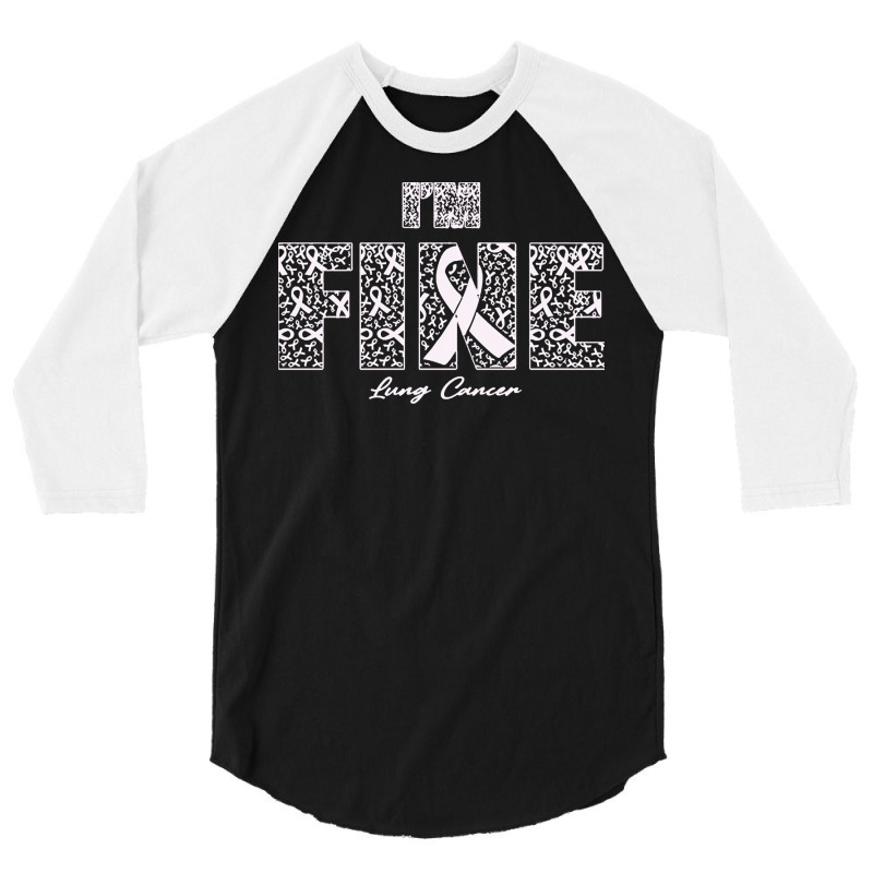 Lung Cancer Awareness T  Shirt Lung Cancer Awareness Fine Ribbons   In 3/4 Sleeve Shirt | Artistshot