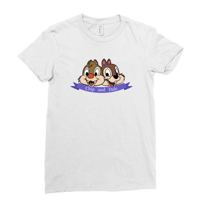 Chip And Dale Ladies Fitted T-shirt Designed By Cartoon