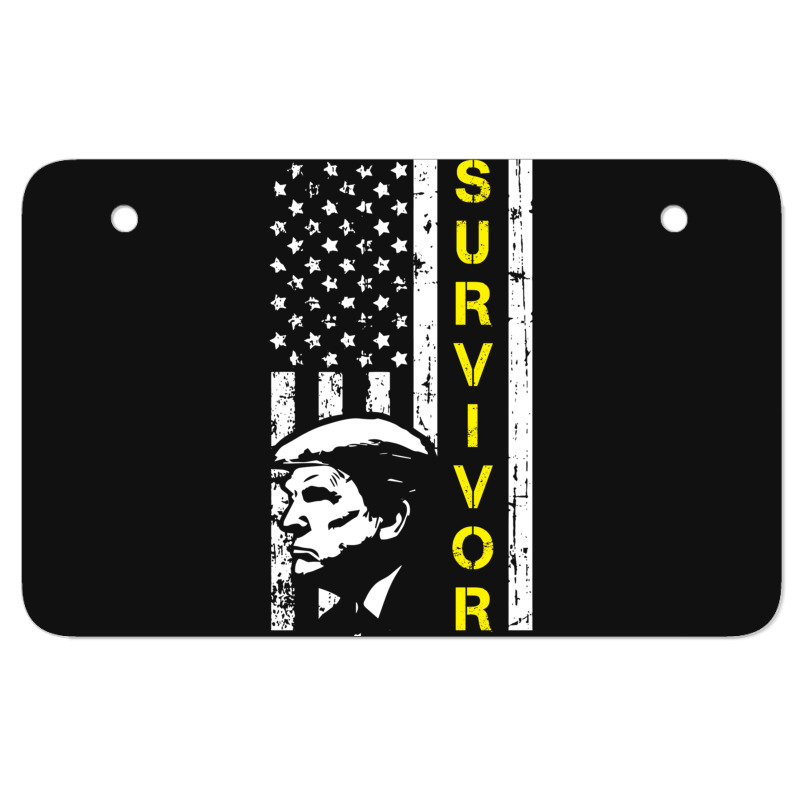 Anti Trump Survivor American Flag Atv License Plate | Artistshot