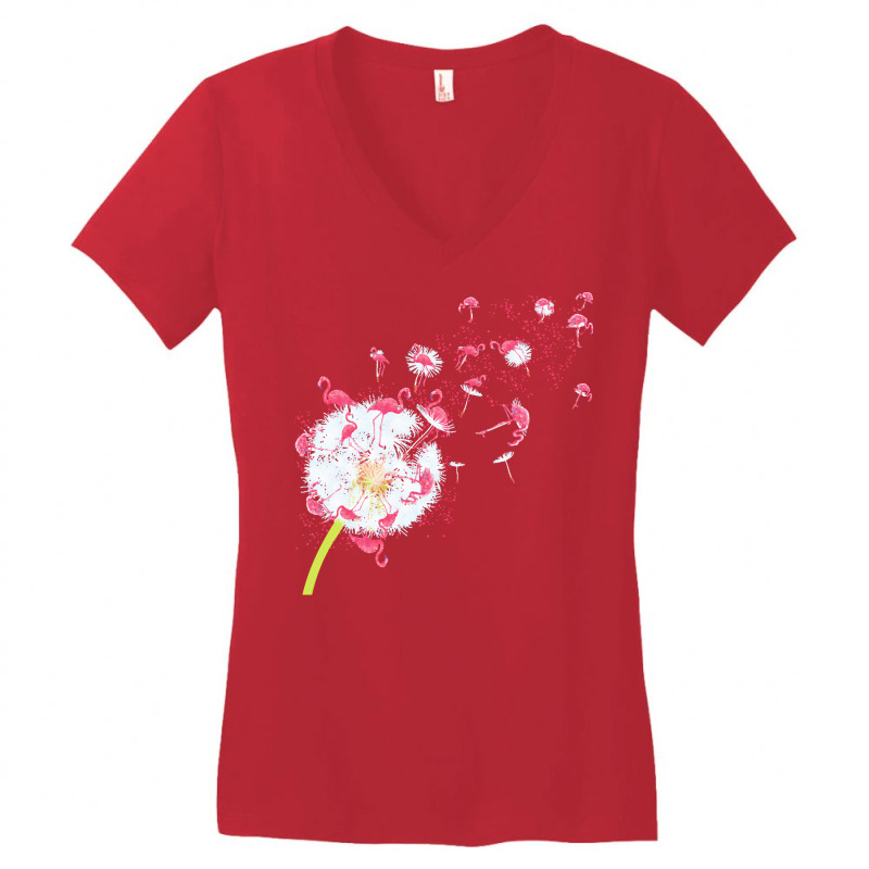 Dandelion T  Shirt Dandelion Flamingo Cute Flamingos T  Shirt Women's V-Neck T-Shirt by myrtie71155 | Artistshot