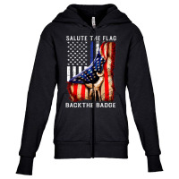 Salute The Flag Back The Badge Youth Zipper Hoodie | Artistshot