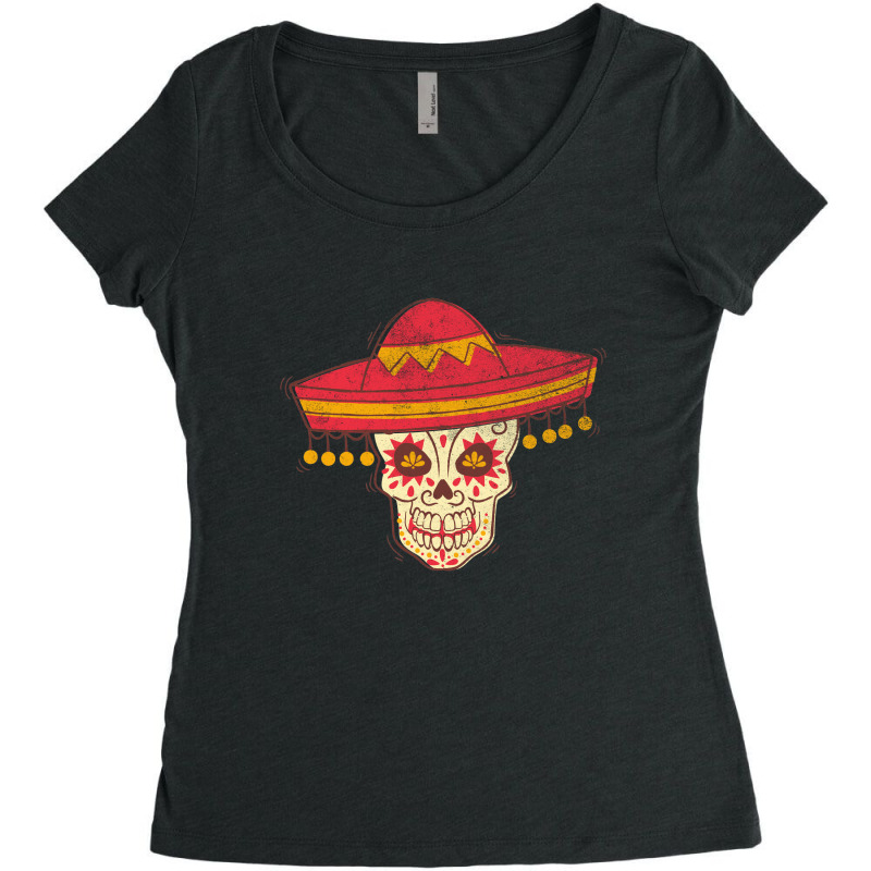 Mexican Skull Women's Triblend Scoop T-shirt by kakung | Artistshot