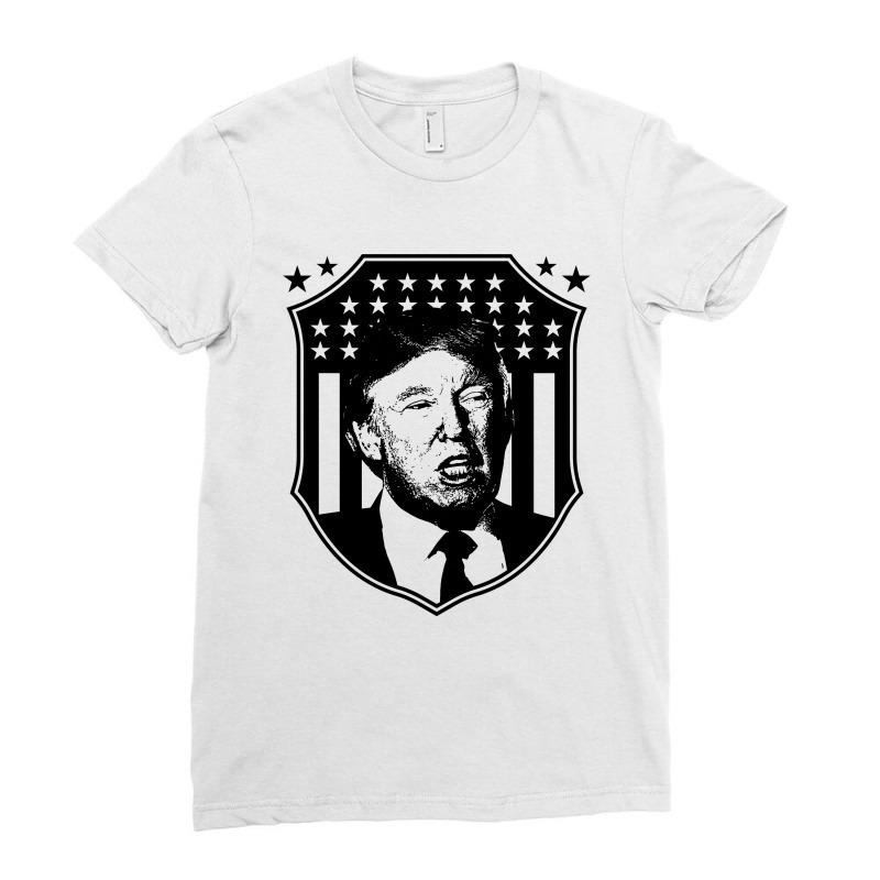 Donald Trump President 2020 - Usa Flag Gift Political Ladies Fitted T-Shirt by Diogo Calheiros | Artistshot