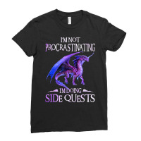 Dragon Not Procrastinating Side Quests Shirt Dragons Lovers T Shirt Ladies Fitted T-shirt | Artistshot