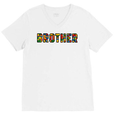Brick Builder Funny Blocks Master Builder Brother T Shirt V-neck Tee Designed By Lucian12