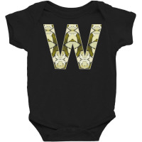 Letter W T  Shirt Letter W Monogram Olive Green Abstract Pattern Paint Baby Bodysuit | Artistshot