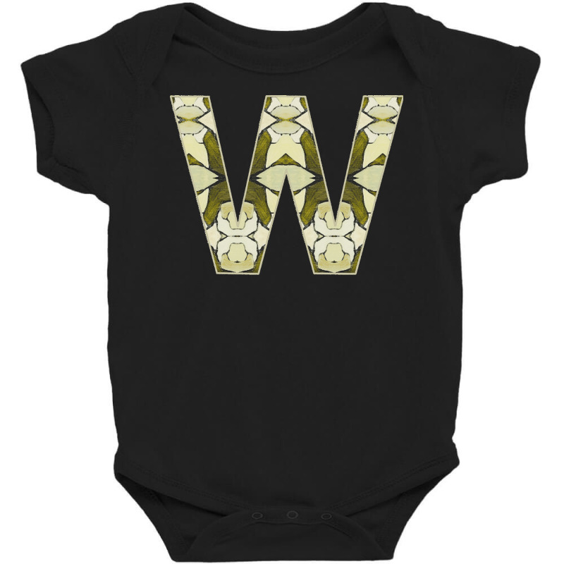 Letter W T  Shirt Letter W Monogram Olive Green Abstract Pattern Paint Baby Bodysuit | Artistshot