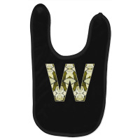 Letter W T  Shirt Letter W Monogram Olive Green Abstract Pattern Paint Baby Bibs | Artistshot