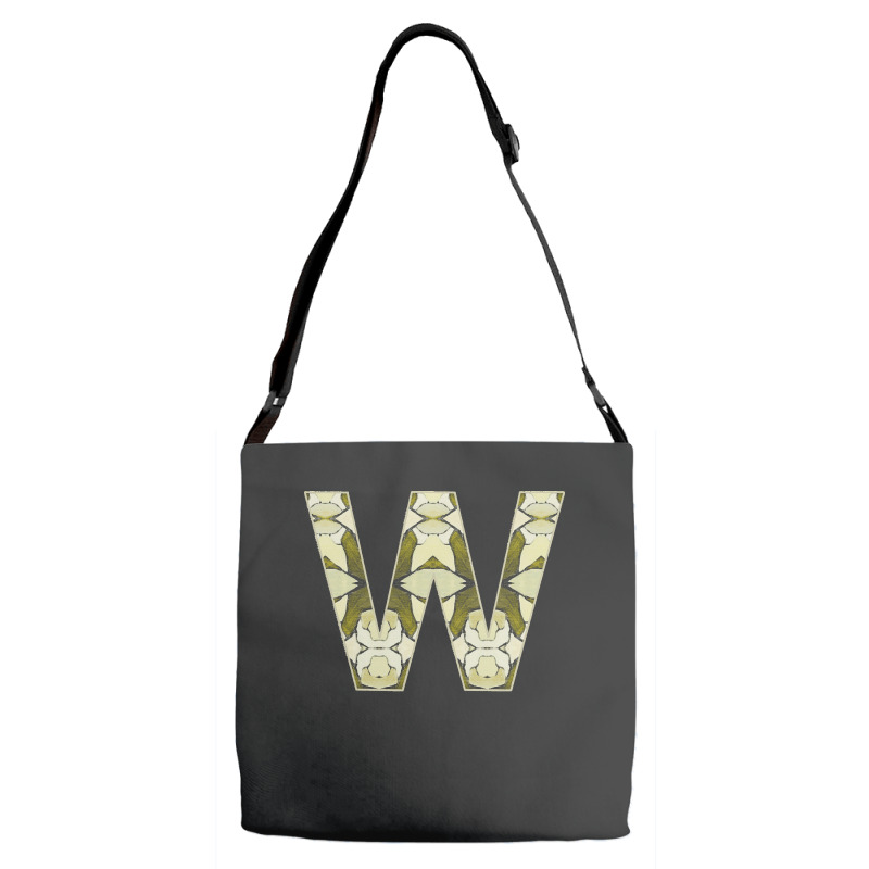 Letter W T  Shirt Letter W Monogram Olive Green Abstract Pattern Paint Adjustable Strap Totes | Artistshot