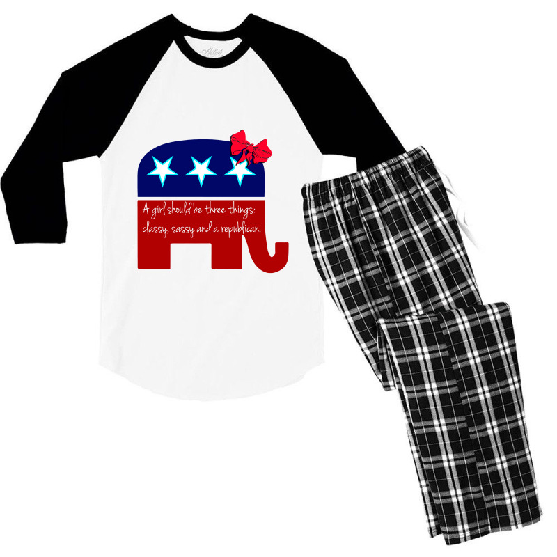 A Girl Should Be Classy Sassy And Republican  Classic T S Men's 3/4 Sleeve Pajama Set | Artistshot