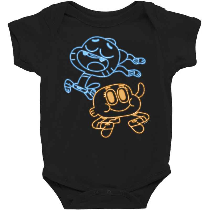 Cn The Amazing World Of Gumball & Darwin Neon Outline Pullover Hoodie Baby Bodysuit by atereabag | Artistshot