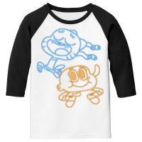 Cn The Amazing World Of Gumball & Darwin Neon Outline Pullover Hoodie Youth 3/4 Sleeve | Artistshot