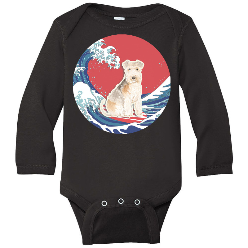 Lakeland Terrier T  Shirt Lakeland Terrier Gifts   Ocean Waves Surfing Long Sleeve Baby Bodysuit by palehulking | Artistshot