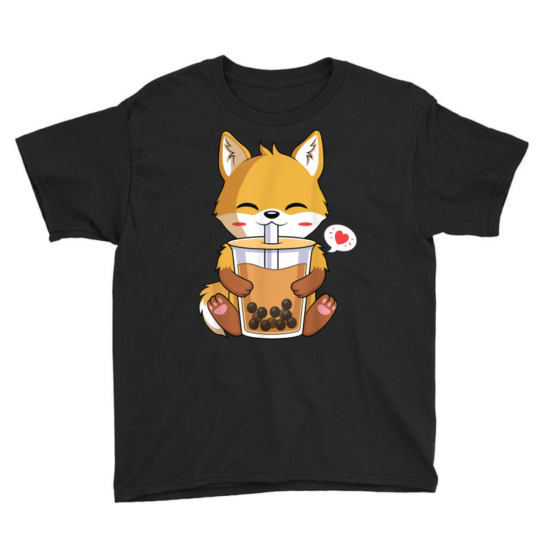 Kawaii Anime Fox Drinking Boba Bubble Tea Lover T Shirt Youth Tee by atereabag | Artistshot