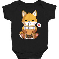 Kawaii Anime Fox Drinking Boba Bubble Tea Lover T Shirt Baby Bodysuit | Artistshot